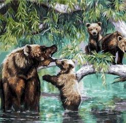 Bear Mom With Babies Paint By Number