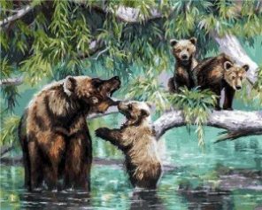 Bear Mom With Babies Paint By Number