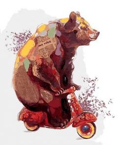 Bear Ride Bike Paint By Number