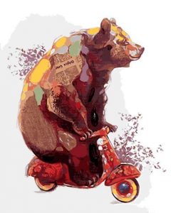 Bear Ride Bike Paint By Number