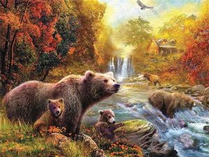 Bears By Stream Paint By Number