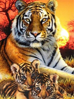 Bengal Tiger Family Paint By Number