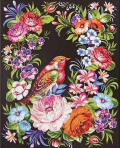 Bird And Ornate Flowers Paint By Number