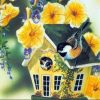 Bird Houses With Yellow Flower Paint By Number