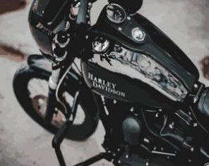 Black Motorcycle Paint By Number