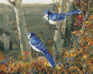 Blue Jay On Tree Paint By Number