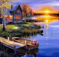 Cabin By Lake Paint By Number