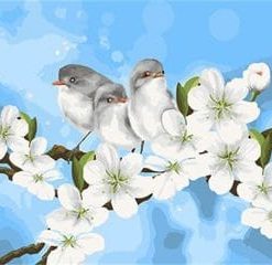 Cute Birds With Flowers Paint By Number