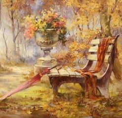 Autumn Garden And Bench Paint By Number