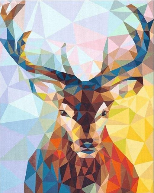 Geometric colorful deer paint by number