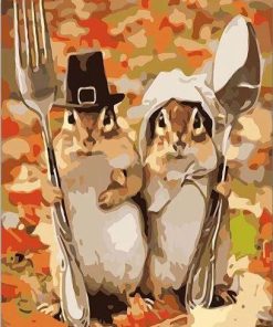 Mr and Mrs Squirrel paint by numbers