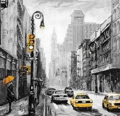 Black And White New York Taxi Paint By Number