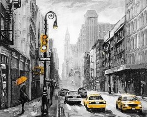 Black And White New York Taxi Paint By Number