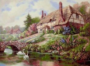 Countryside House Landscape  - DIY Paint By Numbers - Numeral Paint