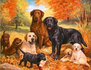 Dogs Family Painting- DIY Paint By Numbers - Numeral Paint