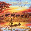 colorful Elephants modern art canvas  - DIY Paint By Numbers - Numeral Paint
