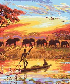 colorful Elephants modern art canvas  - DIY Paint By Numbers - Numeral Paint