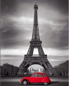 Red Car At Paris Paint By Number