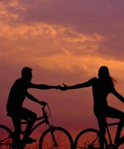 Couple On Bikes Silhouette paint by numbers