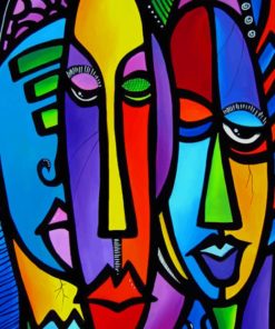 Colorful Abstract Faces paint by numbers