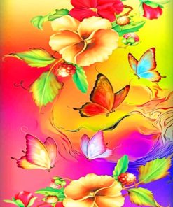 Flowers And Butterflies Paint by numbers