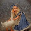 Little Girl With A White Duck Paint by numbers
