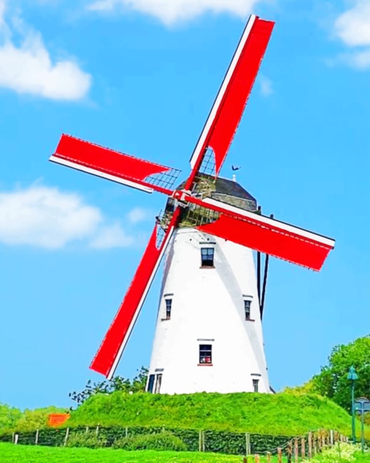 White Windmill Paint by numbers