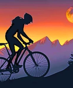 Mountain Biker On Step Hills At Sunset paint by numbers