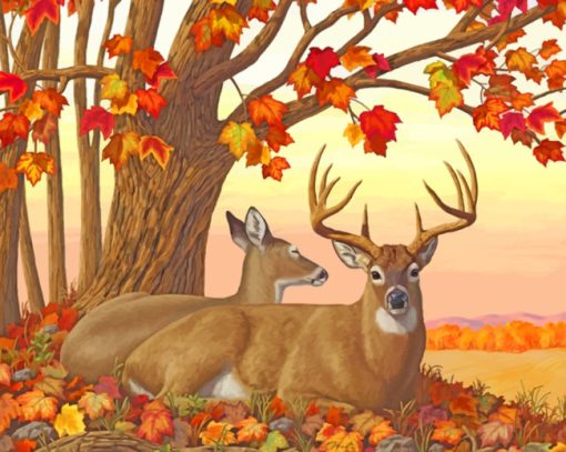 Deer in autumn paint by numbers