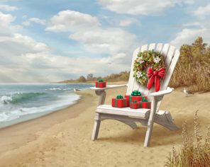 Beach Christmas Chair paint by number