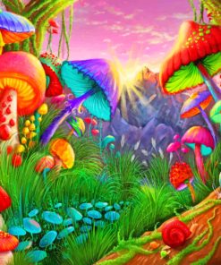 Fantasy mushrooms paint by numbers