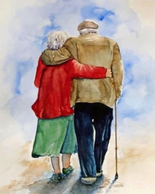 Old Couple Hugging paint by numbers