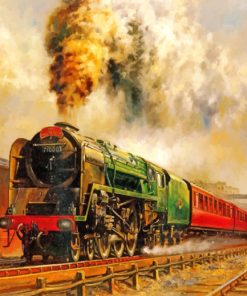 Old steam train paint by numbers