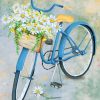 blue bicycle with flowers paint by number