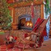 Wooden Chair And Fireplace Paint by numbers