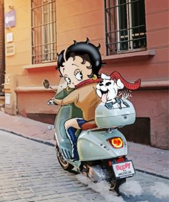 Betty Boop Riding A Motorcyle Paint By Numbers
