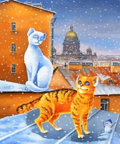 Cats In Snow Paint by numbers