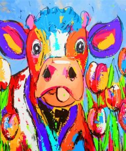 Colorful Cow Art Paint by numbers