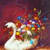 Floral Swan Bird Paint by numbers
