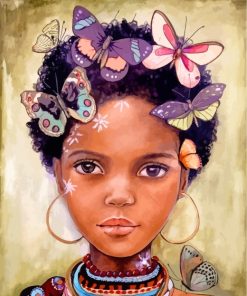African Girl And Butterflies Paint by numbers