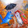 Cats In Rain Paint by numbers