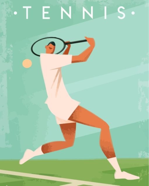 Illustration Tennis Player Paint by numbers