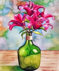Lilies In Glass Bottle paint by numbers