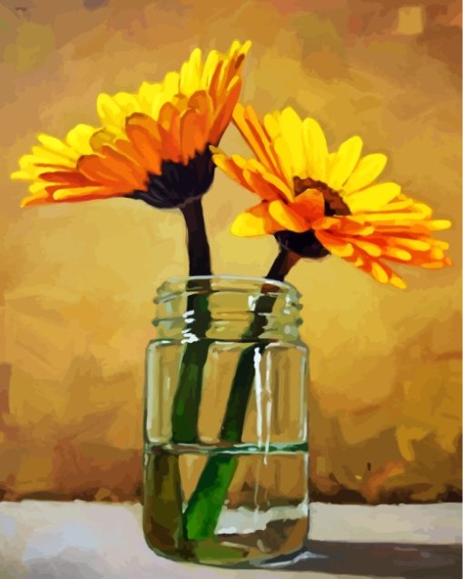 Sunflowers In Glass Paint by numbers