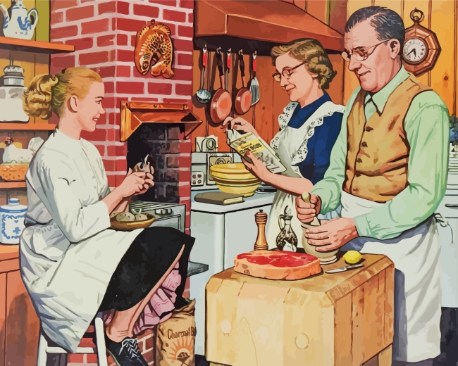 1950s Americana Family Dinner Paint by numbers