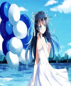Anime Girl With Balloons Paint By Numbe