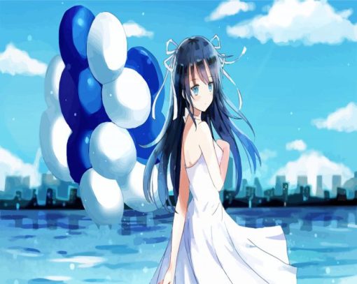 Anime Girl With Balloons Paint By Numbe