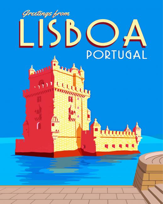 Belem Tower Portugal Poster Paint by Number