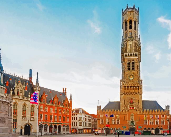 Belfry Of Bruges Brugge Paint by Number