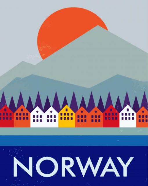 Bergen Norway Poster Paint by Number
